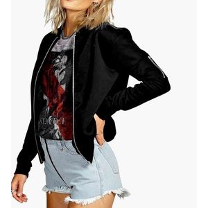 Hp Black Bomber jacket with zipper pocket nwot